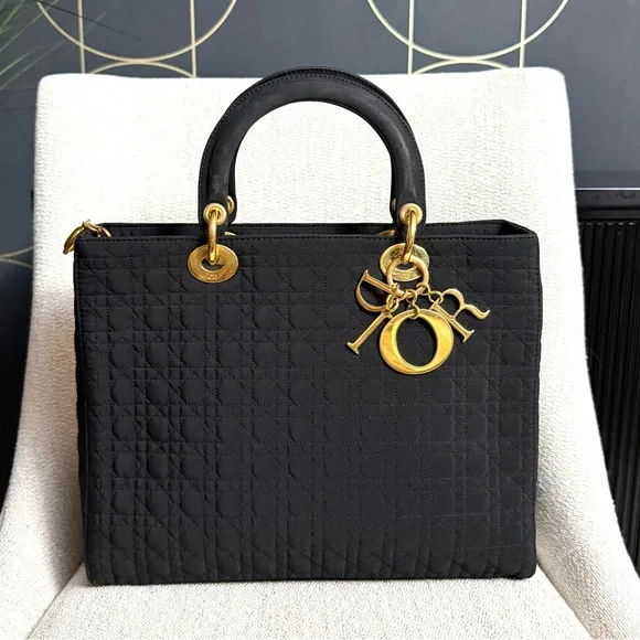 Authentic Christian Dior Lady Dior bag gold charms - Picture 2 of 16